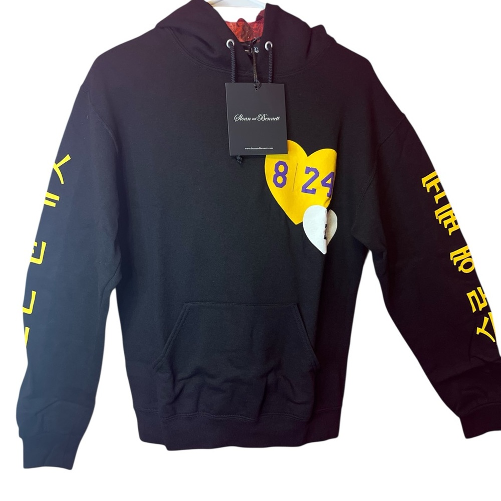 Black Graphic Hoodie with Yellow Heart Detail - Men